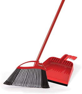 lot 5721 image: O-Cedar Pet Pro Broom & Step-On Dustpan PowerCorner, Red