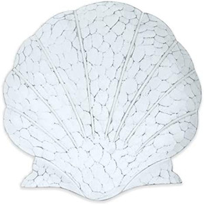 lot 5722 image: Hand-Carved Coastal White Scallop Shell Beach Wall Decor