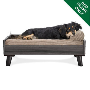 lot 5728 image: $$100 RETAIL--Furhaven Pet Furniture for Dogs and Cats - Mid-Century Modern Style Elevated Dog Bed Frame, Compatible with Furhaven Beds, Gray Wash, Medium