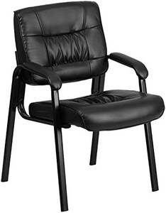 lot 5729 image: $$127 RETAIL--Flash Furniture Black LeatherSoft Executive Side Reception Chair with Black Metal Frame