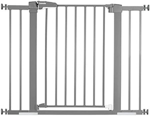 lot 5730 image: BABELIO 26-40 Inch Easy Install Pressure Mounted Metal Baby GatePet Gate, No Drilling, No Tools Required, with Wall Protectors and Extenders (Gray)