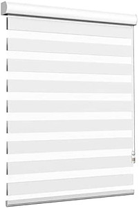 lot 5735 image: SUNWAY Blinds for Windows Dual Layer Zebra Roller Shades Light Filtering Sheer Window Treatments Privacy Light Control for Day and Night, 19 x 72, White