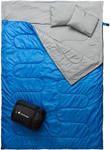 lot 5736 image: MalloMe Camping Sleeping Bags for Adults - Compact Sleeping Bag for Hiking, Backpacking, Cold Weather & Warm - Lightweight Packable Travel Gear Summer & Winter - Kids Girls Boys 1 & Double 2 Person