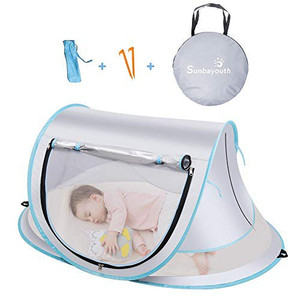 lot 5752 image: SUNBA YOUTH Baby Tent, Portable Baby Travel Bed, UPF 50 Sun Shelters for Infant, Pop Up Beach Tent, Baby Travel Crib with Mosquito Net, Sun Shade  (Gray)