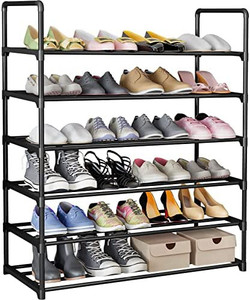 lot 5753 image: INGIORDAR Shoe Rack 6 Tier Metal Sturdy Shoe Organizer 24 Pairs Shoe Shelf for Entryway Closets Garage (6 Tier, Black)