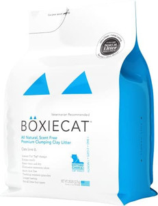 lot 5761 image: Boxiecat Premium Clumping Cat Litter - Scent Free - Clay Formula - Ultra Clean Litter Box, Longer Lasting Odor Control, Hard Clumping Litter, 99.9% Dust Free