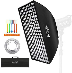 lot 5764 image: $$64 RETAIL--Godox 80x120 Centimeters 32x48 inches Softbox lighting with Grid Beehive & Bowens Mount Speedring for Studio Photo Flash Speedlight Light and SUPON USB LED (80x120cm with Grid)