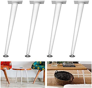 lot 5766 image: Mocomax 16 Inch Folding Table Legs Adjustable Metal Furniture Legs Heavy Duty Foldable Desk Legs for Office Dinner Table, Set of 4, White