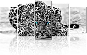 lot 5789 image: Black and White Animal Canvas Wall Art,Abstract Leopard Canvas Prints with Frame,Attractive Leopard Picture Decorative,Easy Hanging On,More Size Optional (16 (10x16x210x20x210x24x1)