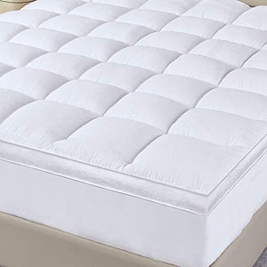 lot 5793 image: $$93 RETAIL --D & G THE DUCK AND GOOSE CO Extra Thick Mattress Topper (full), Cooling Mattress Pillowtop with Skirt, Overfilled with 95oz Down Alternative Fiber for Cloud Soft Sleeping Comfor