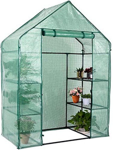 lot 5799 image: $$65 RETAIL--Greenhouse, Green House 3 Tiers 6 Shelves Stands, OutdoorIndoor Greenhouse with Anchors Roll-up Zipper Door, Waterproof Gardening Plant Green Houses for Outdoors, PE Cover, 56��x28��x77��