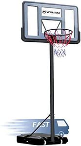 lot 6704 image: RETAIL $200WIN.MAX Portable Basketball Hoop Goal System 4.8-10ft Adjustable 44in Backboard for KidsAdults Indoor Outdoor