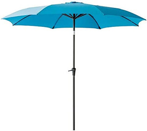 lot 6710 image: FLAME&SHADE 10 ft Outdoor Market Patio Table Umbrella with Fiberglass Rib Tips and Tilt, Aqua Blue