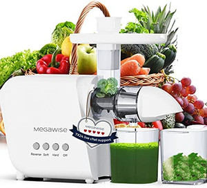 lot 6722 image: RETAIL $120 MegaWise Pro Slow Masticating Juicer 95% Juice Yield 2 Speed Modes 9 Segment Spiral Cold Press Extractor Machine for Vegetables, Fruits, and nuts  Better Nutrition & Tastes Better