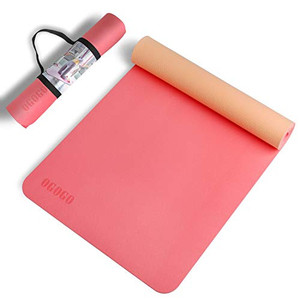 lot 6723 image: OGOGO Yoga Mat Double Sided Non Slip Eco Friendly Exercise Yoga Mat for Men and Women Thick High Density Pro Mat with Carrying Strap
