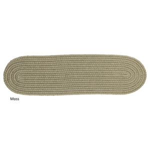 lot 6726 image: Rhody Rug Woolux Wool Braided Reversible Stair Treads (Set of 4) - 8 x 28 Oval Moss Green