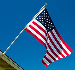 lot 6735 image: Flag Pole Kit Includes Tangle Free Flag Pole, Flag Pole Bracket and American Flag - Made in USA. Great for Residential or Commercial. Brushed Aluminum Flag Pole. (American Classic White Kit)