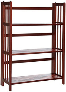 lot 6746 image: Casual Home 3-Shelf Folding Stackable Bookcase (27.5 Wide)-Walnut