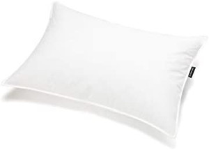 lot 6749 image: JA COMFORTS Duck Feather and Down Bed Pillows for Sleeping(Single Pack)- King Size, Filling Weight 39 OZ, Hotel Collection, Cotton Cover, White