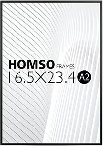 lot 6769 image: Homso A2 Poster Frame, 16.5x23.4 in Black Thin Metal edge Frames with High Definition Acrylic for Wall Mounting Horizontally and Verticall