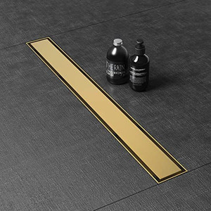 lot 6774 image: WEBANG 24 Inch Shower Linear Gold Drain Rectangular Floor Drain with Accessories Reversible 2-in-1 Cover Tile Insert Grate Removable SUS304 Stainless Steel CUPC Certified Brushed Gold Brass