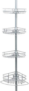 lot 6777 image: Zenna Home, 4 Basket Shelves with Built-In Towel Bar, Adjustable, 60 to 97 Inch, Chrome Shower Tension Pole Caddy, Satin 97