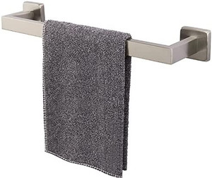 lot 6781 image: TocTen Bath Towel Rack - Square Base Thicken SUS304 Stainless Steel Towel Bar for Bathroom, Bathroom Accessories Towel Rod Heavy Duty Wall Mounted Towel Holder. (Brushed Nickel, 16)