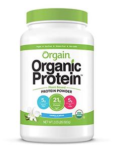 lot 186 image: Orgain Organic Plant Based Protein Powder, Vanilla Bean - Vegan, Low Net Carbs, Non Dairy, Gluten Free, Lactose Free, No Sugar Added, Soy Free, Kosher, Non-GMO, 2.03 Pound (Packaging May Vary)