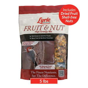 lot 214 image: Lyric Fruit and Nut Wild Bird Seed High Energy Wild Bird Food Mix 5 lb. Bag