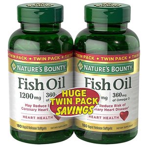lot 253 image: Natures Bounty Fish Oil Softgels, 1200Mg, 180 Ct, 2 Pack