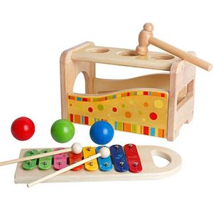lot 301 image: Wooden Educational Pound and Tap Bench Hammer Multifunctional Xylophone Kids Musical Instrument Music Set Baby Toddler Toys for 3 Year Old Boy and Girl Brain Montessori Hamster��