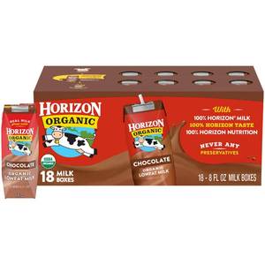 lot 353 image: Horizon Organic Shelf-Stable 1% Low Fat Milk Boxes, Chocolate, 8 oz., 18 Pack (B000LKZ3GA)