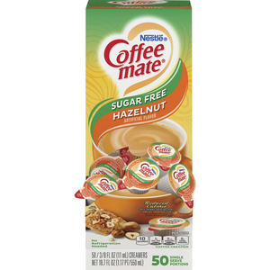 lot 373 image: Nestle Coffee mate Coffee Creamer, Sugar Free Hazelnut, Liquid Creamer Singles, Non Dairy, No Refrigeration, Box of 50 Singles