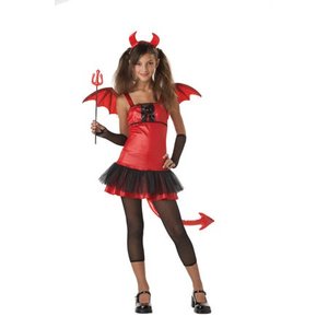 lot 956 image: Child Devil Grrrl Costume for Halloween Size XL 12-14 (Missing devil wings, horns, tail and pitchfork)
