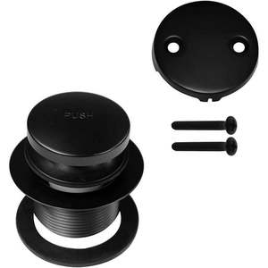 lot 1072 image: Tip Toe Tub Trim Set with Two-Hole Overflow Faceplate in Powdercoated Flat Black