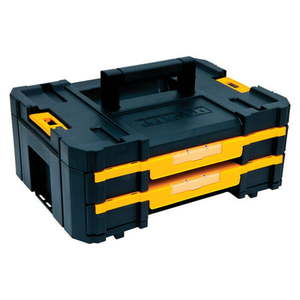 lot 3560 image: DEWALT TSTAK 17 in. Plastic Double Shallow Drawers Tool Box 12 in. W x 7 in. H Black