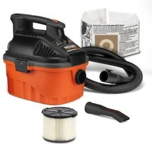 lot 646 image: RIDGID 15L (4 Gal.) 5.0 Peak HP Portable WetDry Shop Vacuum with Filter, Hose and Car Nozzle