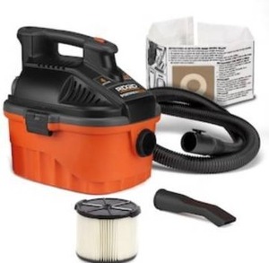 lot 947 image: RIDGID 15L (4 Gal.) 5.0 Peak HP Portable WetDry Shop Vacuum with Filter, Hose and Car Nozzle