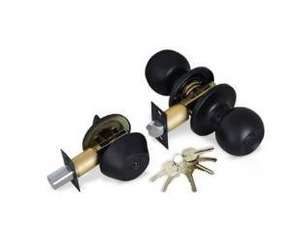 lot 1210 image: Premier Lock Black Entry Door Knob Combo Lock Set with Deadbolt and 6 Keys