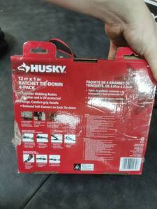 lot 1211 image: Husky 12 x 1 Ratchet Tie Down Straps, 4 Pack