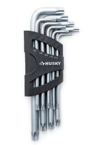 lot 1214 image: Husky 9-Piece Magnetic Tamperproof TORX L-Key Set Hex Tools