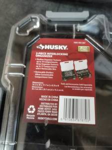 lot 1230 image: Husky 36-Compartment Interlocking Small Parts Organizer in Black