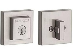 lot 1233 image: Baldwin Spyglass Single Cylinder Front Door Handleset in Satin Nickel