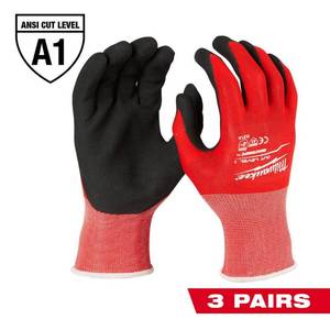 lot 2525 image: Milwaukee X-Large Red Nitrile Level 1 Cut Resistance Dipped Work Gloves (3-Pack)
