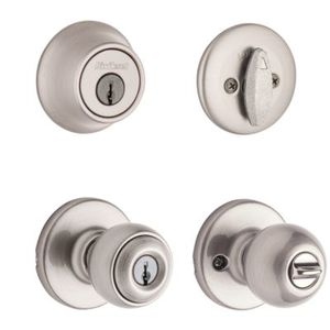 lot 2531 image: Kwikset 690 Polo Keyed Entry Knob And Sgl Cyl Deadbolt Combo Pack in SN