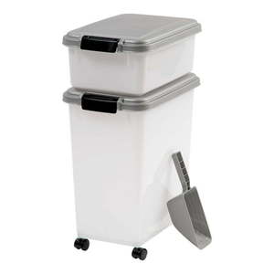 lot 2548 image: IRIS 3-Piece Airtight Pet Food Container Combo GrayPearl