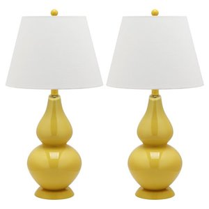 lot 707 image: Safavieh Cybil LIT4088 26 in. G Double-Gourd Solid Table Lamp Set of 2