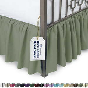 lot 2480 image: Ruffled Bed Skirt with Split Corners - Day Bed Sage 18 Drop- Blissford Dust Ruffle