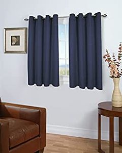 lot 2491 image: 2pk Grasscloth Lined Grommet Panel wWand 54x45 Navy (B09ZD8H7GT)