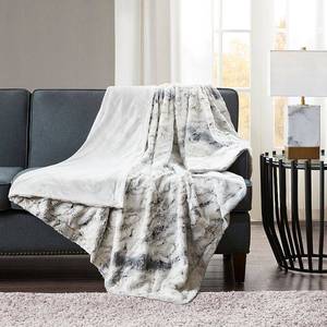 lot 2510 image: Madison Park Aina Oversized Faux Fur Marble Printed Knitted Throw